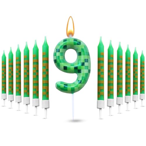 Glamifyr 13 Stück Kerze 9 Geburtstag Junge, Tortendeko Junge Geburtstagskerzen Zahlen 9, Kerzen Grün Pixel Geburtstagskerzen Kerze 9 geburtstag mädchen Cartoon Gaming Themen Torteparty Dekoration Glamifyr 13 Stück Kerze 9 Geburtstag Junge, Tortendeko Junge Geburtstagskerzen Zahlen 9, Kerzen Grün Pixel Geburtstagskerzen Kerze 9 geburtstag mädchen Cartoon Gaming Themen Torteparty Dekoration von Glamifyr