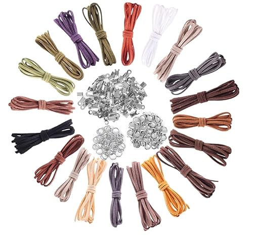 Glamifyr 20 Rollen 1M x 2.6mm Lederband für Ketten,Lederbänder für Ketten Lederschnur Lederband Kette,100 STK. Edelstahl Verschluss Armband Verschlüsse,Lederband Flach für DIY Armband Halskette Glamifyr 20 Rollen 1M x 2.6mm Lederband für Ketten,Lederbänder für Ketten Lederschnur Lederband Kette,100 STK. Edelstahl Verschluss Armband Verschlüsse,Lederband Flach für DIY Armband Halskette von Glamifyr