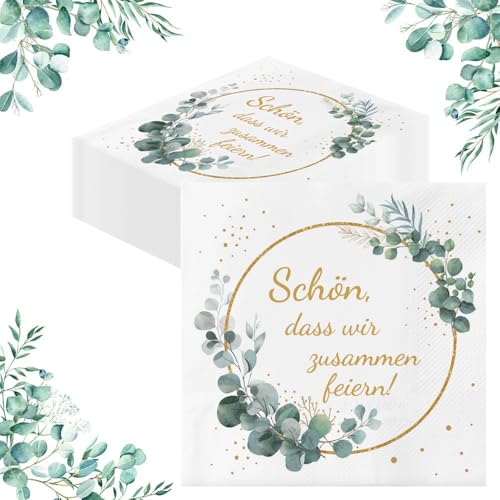 Glamifyr 40 Stück Servietten Schön Dass Wir Zusammen Feiern, Servietten Geburtstag Frau Mann für Tischdeko Hochzeit Party, Eukalyptus Salbeigrün Geburtstagsservietten, 33 x 33 cm Glamifyr 40 Stück Servietten Schön Dass Wir Zusammen Feiern, Servietten Geburtstag Frau Mann für Tischdeko Hochzeit Party, Eukalyptus Salbeigrün Geburtstagsservietten, 33 x 33 cm von Glamifyr
