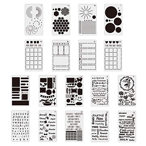 18 Stück Zeichnung PET Vorlagen Kunst Geometrische Schablonen für Kinder, Zeichnen, Scrapbooking, Tagebücher, Planer, Alben, Malschablonen von Glanhbnol