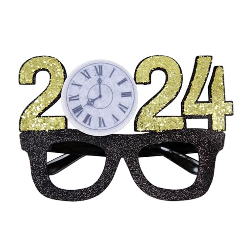 2024 Neujahr Brillenrahmen Neujahr Party Photo Booth Requisiten Glitzer Brillen Rahmen Weihnachten Neujahr Party Supplies Festliche Brillen von Glanhbnol