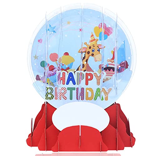 3D-Giraffen-Kristallkugel-Geburtstagskarte, Papier, Nachrichtenkarte, Zubehör für Muttertag, Mutter, Ehefrau, Geburtstagsgeschenk, Kristallkugel-Karte von Glanhbnol