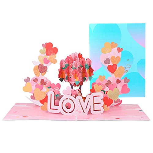 3D-Herz-Baum-Grußkarten-Set, Einladung, Segen, Zubehör für Neujahr, Hochzeit, Party, Kartenzubehör, Herz-Grußkarten, blanko von Glanhbnol