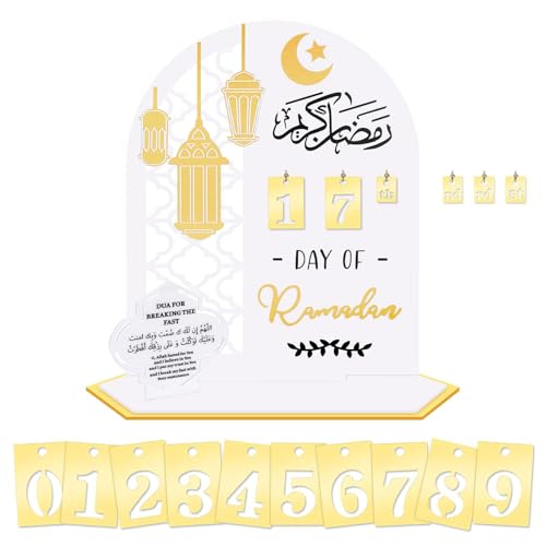 Acryl Eid Countdown Kalender Planer Adventskalender Dekorationen DIY Tischdekorationen für Eid Party Heimbedarf Einfach zu bedienen von Glanhbnol