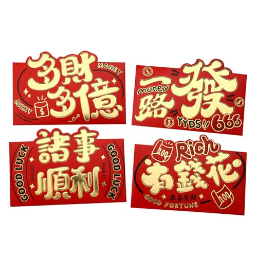Chinesische Verpackung für das Jahr 2024, einzigartiges Design, für Hochzeit, Geburtstag, Party, robuste Papiertüte, Umschläge, 4 Stück von Glanhbnol