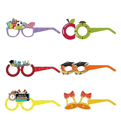 Lustige Brillen für Jungen und Mädchen, bunte Brillen, Foto-Requisiten für Schulkind 2023, Schule, Party, Schulanfang, 6 Stück von Glanhbnol