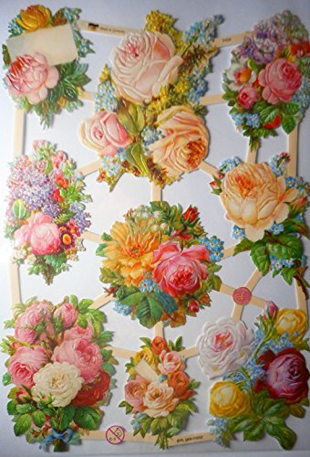 Glanzbilder Blume Rose Blumenstrauss EF 7434 Oblate Posiebilder Scrapbook Deko GWI 421 von Glanzbilder