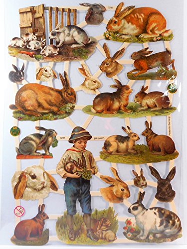 Glanzbilder Hase Kaninchen EF 7292 Oblaten Posiebilder Scrapbook Deko GWI 319 von Glanzbilder