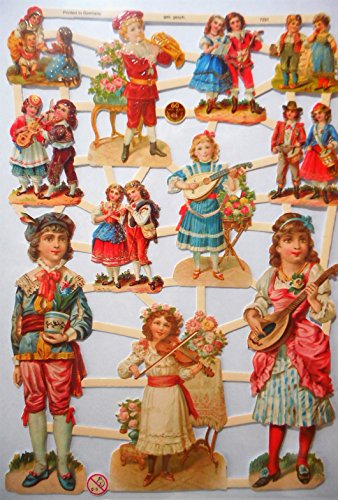 Glanzbilder Junge Mädchen Kinder Musik EF 7291 Oblate Posiebilder Scrapbook Deko GWI 539 von Glanzbilder