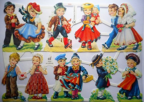 Glanzbilder Kinder Tracht Dirndl Fest EF 7037 Oblate Posiebilder Scrapbook Deko GWI 418 von Glanzbilder