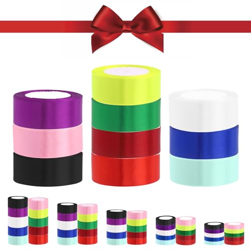 Glarks 10 Rolls 1 Inches x 25 Yards Satin Ribbons Set, 10 Colors Double Faced Polyester Fabric Ribbon Roll Fabric Satin Ribbon for Gifts Wrapping Hair Bows Flower Packaging Party Wedding Decoration Glarks 10 Rolls 1 Inches x 25 Yards Satin Ribbons Set, 10 Colors Double Faced Polyester Fabric Ribbon Roll Fabric Satin Ribbon for Gifts Wrapping Hair Bows Flower Packaging Party Wedding Decoration von Glarks