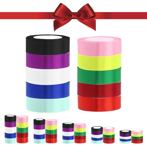 Glarks 10 Rolls 3/4 Inches x 25 Yards Satin Ribbons Set, 10 Colors Double Faced Polyester Fabric Ribbon Roll Fabric Satin Ribbon for Gifts Wrapping Hair Bows Flower Packaging Party Wedding Decoration Glarks 10 Rolls 3/4 Inches x 25 Yards Satin Ribbons Set, 10 Colors Double Faced Polyester Fabric Ribbon Roll Fabric Satin Ribbon for Gifts Wrapping Hair Bows Flower Packaging Party Wedding Decoration von Glarks