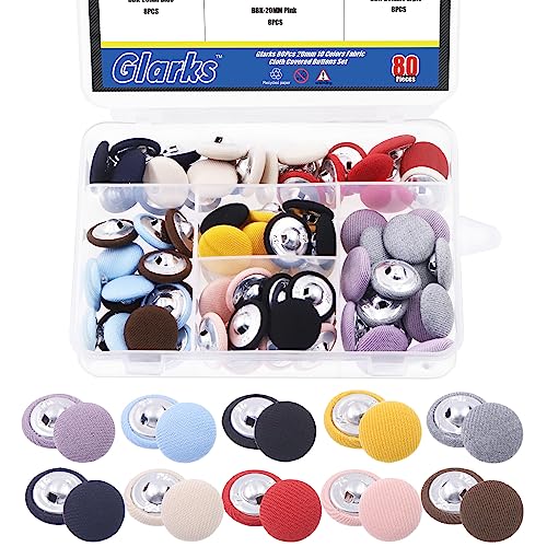 Glarks 100 Stück 10 Farben Stoff bezogene Knöpfe Set, Metallschaft runde Knöpfe, flache Rückseite, Stoff bezogene Knöpfe, Nähen, Stoffknöpfe für Kleidung, Anzüge, Jacke, Blusen, DIY, Handwerk (20 mm) Glarks 100 Stück 10 Farben Stoff bezogene Knöpfe Set, Metallschaft runde Knöpfe, flache Rückseite, Stoff bezogene Knöpfe, Nähen, Stoffknöpfe für Kleidung, Anzüge, Jacke, Blusen, DIY, Handwerk (20 mm) von Glarks