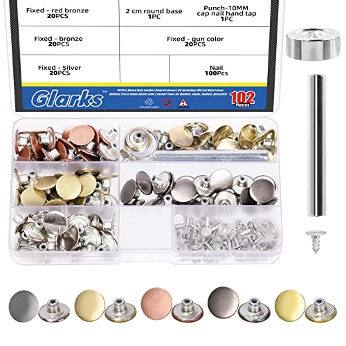Glarks 102-teiliges robustes Leder-Druckknopf-Set, 100 Stück, Metall-Druckknöpfe, Druckknöpfe, Nieten mit 2 Druckknopf-Montagewerkzeug-Set für Geldbörsen, Jeans, Jacken, Armbänder Glarks 102-teiliges robustes Leder-Druckknopf-Set, 100 Stück, Metall-Druckknöpfe, Druckknöpfe, Nieten mit 2 Druckknopf-Montagewerkzeug-Set für Geldbörsen, Jeans, Jacken, Armbänder von Glarks
