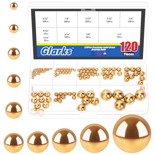 Glarks 120pcs 3/32’-1/2’’ 10 Größen Präzision Solid Messing Lager Kugeln Sortiment, Gelb Messing Härte Runde Kugel, Industrie Lager Kugel für Maschinen, Automobil, Ventile, Kugelmühle Glarks 120pcs 3/32’-1/2’’ 10 Größen Präzision Solid Messing Lager Kugeln Sortiment, Gelb Messing Härte Runde Kugel, Industrie Lager Kugel für Maschinen, Automobil, Ventile, Kugelmühle von Glarks