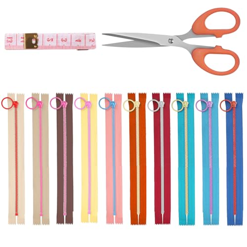 Glarks 12pcs 15cm/6in Nylon Harz Reißverschluss mit Hebering Pull Set, 10 bunte Nylon Spiralreißverschlüsse mit Ring Schubladen und 2 Schneiderwerkzeuge, Nähen Reißverschlüsse Glarks 12pcs 15cm/6in Nylon Harz Reißverschluss mit Hebering Pull Set, 10 bunte Nylon Spiralreißverschlüsse mit Ring Schubladen und 2 Schneiderwerkzeuge, Nähen Reißverschlüsse von Glarks