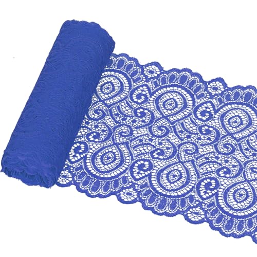 Glarks 1Rolls 4.57m x 180mm Stoff Spitze Band, Royal Blue Floral Muster Stoff Spitze Band, elastische dehnbare Trimm für Hochzeit Dekoration, Nähen, Haar Bogen Herstellung Glarks 1Rolls 4.57m x 180mm Stoff Spitze Band, Royal Blue Floral Muster Stoff Spitze Band, elastische dehnbare Trimm für Hochzeit Dekoration, Nähen, Haar Bogen Herstellung von Glarks