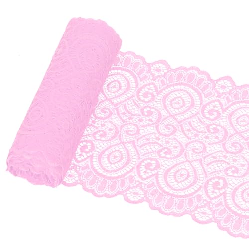 Glarks 1Rolls 4.57m x 180mm Stoff Spitze Band, rosa Blumenmuster Stoff Spitze Band, elastische dehnbare Trimm für Hochzeit Dekoration, Nähen, Haar Bogen Herstellung Glarks 1Rolls 4.57m x 180mm Stoff Spitze Band, rosa Blumenmuster Stoff Spitze Band, elastische dehnbare Trimm für Hochzeit Dekoration, Nähen, Haar Bogen Herstellung von Glarks