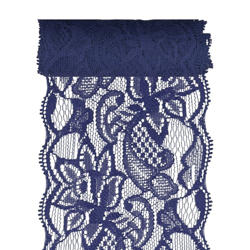 Glarks 1Rolls 4.57m x 80mm Stoff Spitze Band, marineblaues Blumenmuster Stoff Spitze Band, elastische dehnbare Trimm für Hochzeit Dekoration, Nähen, Haar Bogen Herstellung Glarks 1Rolls 4.57m x 80mm Stoff Spitze Band, marineblaues Blumenmuster Stoff Spitze Band, elastische dehnbare Trimm für Hochzeit Dekoration, Nähen, Haar Bogen Herstellung von Glarks