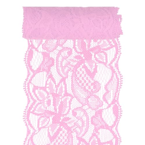 Glarks 1Rolls 4.57m x 80mm Stoff Spitze Band, rosa Blumenmuster Stoff Spitze Band, elastische dehnbare Trimm für Hochzeit Dekoration, Nähen, Haar Bogen Herstellung von Glarks