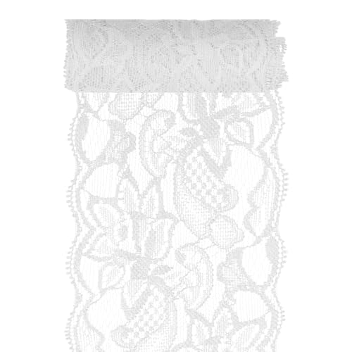 Glarks 1Rolls 4.57m x 80mm Stoff Spitze Band, weiße Blumenmuster Stoff Spitze Band, elastische dehnbare Trimm für Hochzeit Dekoration, Nähen, Haar Bogen Herstellung Glarks 1Rolls 4.57m x 80mm Stoff Spitze Band, weiße Blumenmuster Stoff Spitze Band, elastische dehnbare Trimm für Hochzeit Dekoration, Nähen, Haar Bogen Herstellung von Glarks