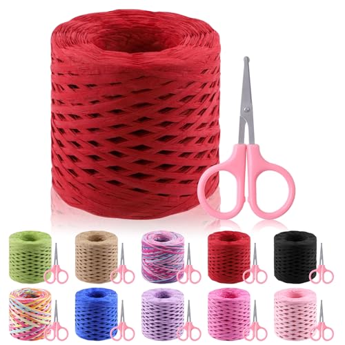 Glarks 200 m Bastband mit Schere Set, roter Bast, Papier, Bastelband, natürlicher Bast, Schnur, Kraftverpackungsband, Schnur für Geschenkverpackungen, Verpackung, Bastelbedarf Glarks 200 m Bastband mit Schere Set, roter Bast, Papier, Bastelband, natürlicher Bast, Schnur, Kraftverpackungsband, Schnur für Geschenkverpackungen, Verpackung, Bastelbedarf von Glarks