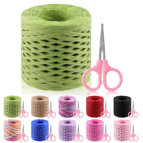 Glarks 200 m grünes Bast-Papier-Bastband mit Scheren-Set, natürliche Bastschnur, Kraft-Verpackungsband für Geschenkverpackungen, Verpackungen, Bastelbedarf Glarks 200 m grünes Bast-Papier-Bastband mit Scheren-Set, natürliche Bastschnur, Kraft-Verpackungsband für Geschenkverpackungen, Verpackungen, Bastelbedarf von Glarks