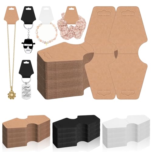 Glarks 200Pcs 5 x 2In Jewelry Display Cards Set, Braun Kraftpapier Armband Display Karten, Hang Tags Karte, Schlüsselanhänger, Ohrring Verpackung Karten für Halsketten Glarks 200Pcs 5 x 2In Jewelry Display Cards Set, Braun Kraftpapier Armband Display Karten, Hang Tags Karte, Schlüsselanhänger, Ohrring Verpackung Karten für Halsketten von Glarks