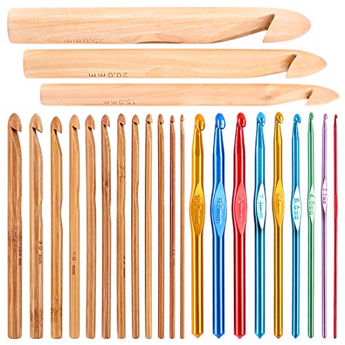Glarks 24Pcs Crochet Hooks Set, 15Pcs 3 to 25 mm Wooden Bamboo Crochet Needle Knitting Hooks with 9Pcs 2 to 10 mm Aluminum 2-10 mm Handle Crochet Hooks for Sweater Hat Scarve Glove Knitted Weaving Glarks 24Pcs Crochet Hooks Set, 15Pcs 3 to 25 mm Wooden Bamboo Crochet Needle Knitting Hooks with 9Pcs 2 to 10 mm Aluminum 2-10 mm Handle Crochet Hooks for Sweater Hat Scarve Glove Knitted Weaving von Glarks