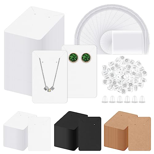 Glarks 300 Stück Ohrringkarten mit Ohrringverschlüssen und selbstverschließenden Beuteln, 9x6 cm, weiße Ohrring-Display-Karten, Ohrringhalter, Karten für Ohrstecker, Display, Ohrring-Verpackung Glarks 300 Stück Ohrringkarten mit Ohrringverschlüssen und selbstverschließenden Beuteln, 9x6 cm, weiße Ohrring-Display-Karten, Ohrringhalter, Karten für Ohrstecker, Display, Ohrring-Verpackung von Glarks