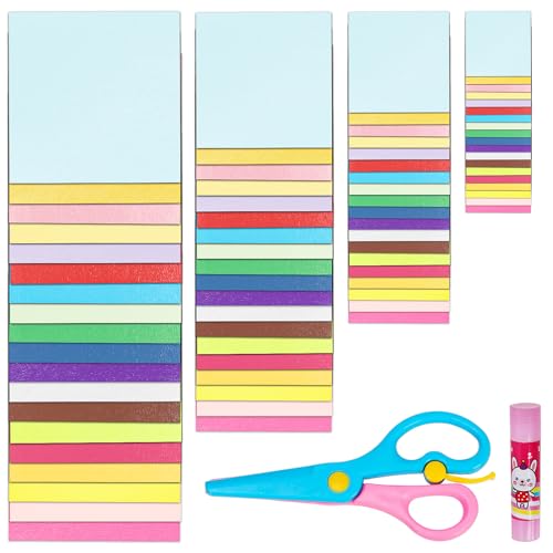 Glarks 400 Blatt Origami Papier Kit, 4In 6In 8In 10In Quadrat Blatt, 20 Lebendige Farben Gleiche Farbe auf beiden Seiten Einfaches Falten Papier für Handwerk und Kunst, Erlauben von Glarks