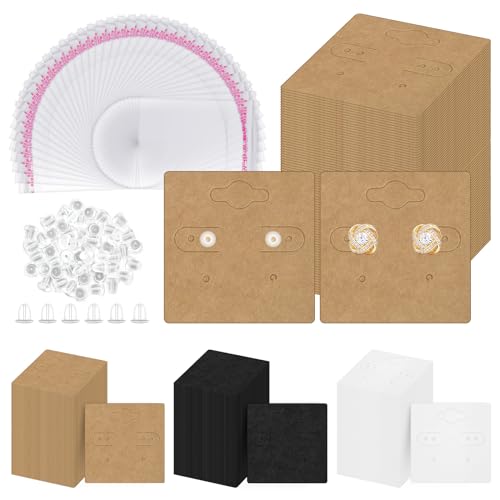 Glarks 400Pcs Earring Cards with 6 Holes Earrings Hanging Tags, 2 Inch Brown Earring Display Cards, Kraft Earring Cards Holder for Stud Earrings Dangle Jewelry Display Earring Packaging von Glarks