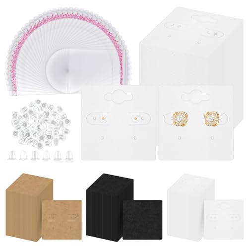 Glarks 400Pcs Earring Cards with 6 Holes Earrings Hanging Tags, 2 Inch White Earring Display Cards, Kraft Earring Cards Holder for Stud Earrings Dangle Jewelry Display Earring Packaging von Glarks