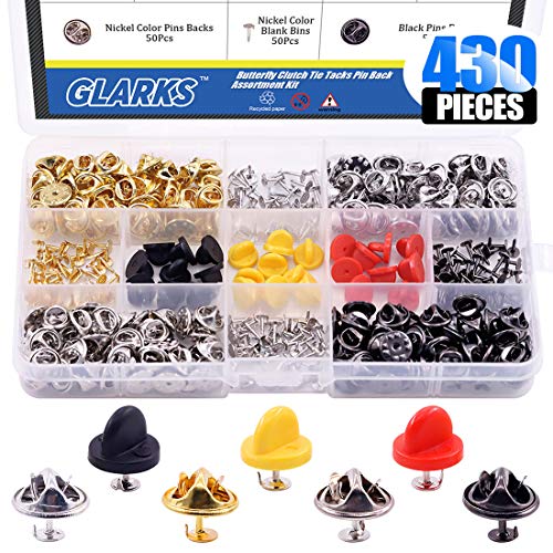 Glarks 430Pcs 7 Kinds of Butterfly Clutch Tie Tacks and Plastic Pin Back with Blank Pins for Lapel Pins, Service Bars, Jewelry Making and DIY Craft Glarks 430Pcs 7 Kinds of Butterfly Clutch Tie Tacks and Plastic Pin Back with Blank Pins for Lapel Pins, Service Bars, Jewelry Making and DIY Craft von Glarks