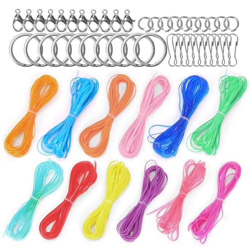 Glarks 52pcs Lanyard String Kit, Hell und Glitter Farbe Kunststoff String Schnüre mit 40pcs Schlüsselanhänger Lanyard Zubehör für Schlüsselanhänger Armbänder Glarks 52pcs Lanyard String Kit, Hell und Glitter Farbe Kunststoff String Schnüre mit 40pcs Schlüsselanhänger Lanyard Zubehör für Schlüsselanhänger Armbänder von Glarks