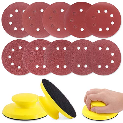 Glarks 62Pcs 5 Zoll Haken und Schleife Hand Schleifblock Runde Schleifpad Haken Backing Platte mit 60Pcs 8 Loch Haken und Schleife Schleifscheibe Set für Handwerk, Holzbearbeitung, Möbel Reparatur Glarks 62Pcs 5 Zoll Haken und Schleife Hand Schleifblock Runde Schleifpad Haken Backing Platte mit 60Pcs 8 Loch Haken und Schleife Schleifscheibe Set für Handwerk, Holzbearbeitung, Möbel Reparatur von Glarks
