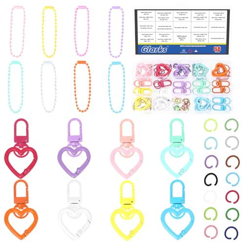 Glarks 68pcs 25mm Herz Form Karabiner Clip und drehbare Hummer Klaue Verschluss Kit, Herz Form Schlüsselanhänger Clip, Drehbare Lanyard Snap Haken Clip, Ball Bulk Kette, Open Jump Ring Glarks 68pcs 25mm Herz Form Karabiner Clip und drehbare Hummer Klaue Verschluss Kit, Herz Form Schlüsselanhänger Clip, Drehbare Lanyard Snap Haken Clip, Ball Bulk Kette, Open Jump Ring von Glarks