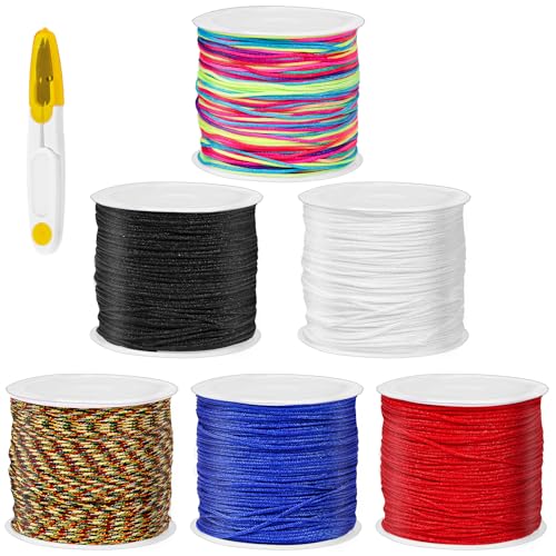Glarks 6Roll 0.8MM Nylon String Set, 6Colors Halskette Schnur mit U-Schere für die Schmuckherstellung, Armbänder, Halsketten und Nähen Glarks 6Roll 0.8MM Nylon String Set, 6Colors Halskette Schnur mit U-Schere für die Schmuckherstellung, Armbänder, Halsketten und Nähen von Glarks