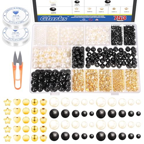 Glarks 753 Stück Perlen für Armbänder, Perlenperlen, goldene Abstandshalter für Armbänder und Schmuckherstellung von Glarks