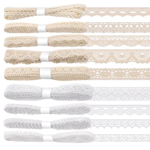 Glarks 9 Rollen 41m Baumwolle Spitze Trim, 9 Stile Beige und Weiß, Vintage Band Baumwolle Spitze Trim, Häkelband für Geschenk Paket Verpackung, Hochzeit Dekoration Glarks 9 Rollen 41m Baumwolle Spitze Trim, 9 Stile Beige und Weiß, Vintage Band Baumwolle Spitze Trim, Häkelband für Geschenk Paket Verpackung, Hochzeit Dekoration von Glarks