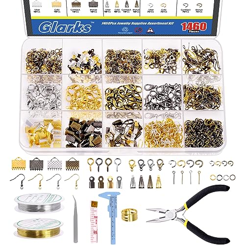 Glarks 950Pcs Jewelry Making Supplies Kit with Jewelry Making Tools, Jewelry Pliers, Beading Wires, Jewelry Findings and Measuring Tools for DIY Earring Necklace Craft Jewelry Repair (1459pcs) von Glarks