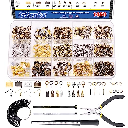 Glarks 950Pcs Jewelry Making Supplies Kit with Jewelry Making Tools, Jewelry Pliers, Beading Wires, Jewelry Findings and Measuring Tools for DIY Earring Necklace Craft Jewelry Repair (1465pcs) von Glarks