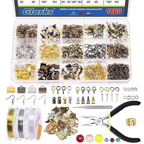 Glarks 950Pcs Jewelry Making Supplies Kit with Jewelry Making Tools, Jewelry Pliers, Beading Wires, Jewelry Findings and Measuring Tools for DIY Earring Necklace Craft Jewelry Repair (1587pcs) von Glarks