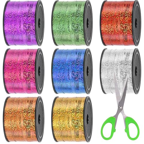 Glarks 9pcs 800 Yards Metallic Curling Band Set, 8 Farben 1/5" Breite gekräuselte Curling Band Metallic Curling Ballon Band Geschenk Wrap Band Weihnachtsband mit Schere für Kunsthandwerk, Florist Glarks 9pcs 800 Yards Metallic Curling Band Set, 8 Farben 1/5" Breite gekräuselte Curling Band Metallic Curling Ballon Band Geschenk Wrap Band Weihnachtsband mit Schere für Kunsthandwerk, Florist von Glarks