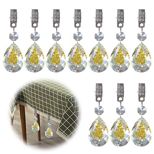 Glarks Tischdeckengewichte-Set, Metallclip, AB-Kristallglas, Tropfenprismen, Anhänger, Tischdeckenbeschwerer, 10-teilig, Rosa von Glarks