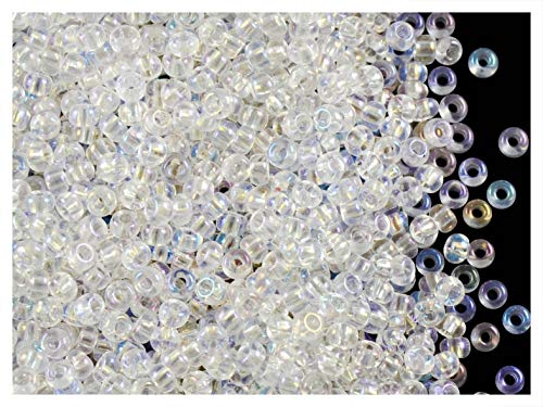 Glas Rocailles Preciosa 20 Gramm (ca. 1350 Stück) Tschechische, Größe 9/0 (2,4mm - 2,8mm), Rundloch, Farbe: Crystal AB von Glas Rocailles Preciosa