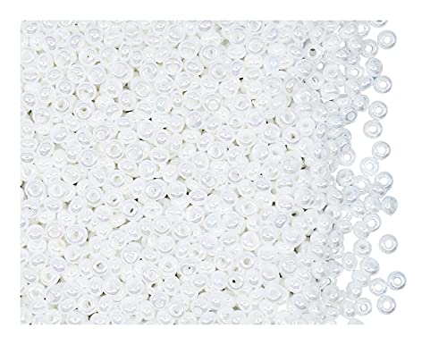 Glas Rocailles Preciosa 20 Gramm (ca. 1350 Stück) Tschechische, Größe 9/0 (2,4mm - 2,8mm), Rundloch, Farbe: White Chalk Pearl von Glas Rocailles Preciosa