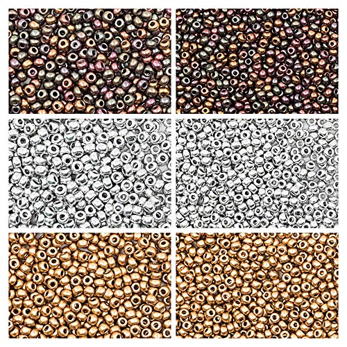 Preciosa Ornela 11/0 und 9/0. Set besteht aus 3 verschiedenen Farben in 2 Größen à 20 Gramm, insgesamt 120 Gramm. Tschechische Runde Glasperlen, Rocailles. Schmuckherstellung Set. von SCARA BEADS GET INSPIRED