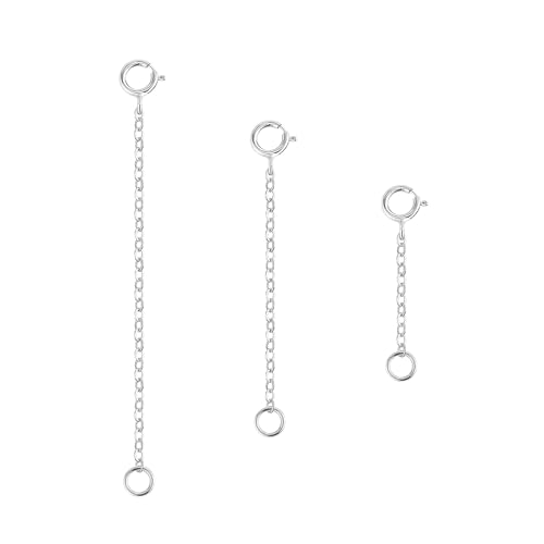GlasFlength Kettenverlängerung Silber, 3 Stück 925 Sterling Silber Verlängerungskette Halskettenverlängerung für Schmuckherstellung um Ihre Colliers und Armband zu Verlängern Damen Herren (5 8 10CM) GlasFlength Kettenverlängerung Silber, 3 Stück 925 Sterling Silber Verlängerungskette Halskettenverlängerung für Schmuckherstellung um Ihre Colliers und Armband zu Verlängern Damen Herren (5 8 10CM) von GlasFlength