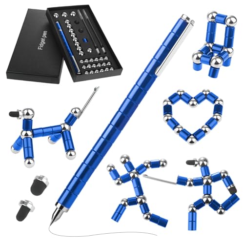 GlasFlength Magnetstift Fidget Pen, Lustige Magnet Stift Blau Magnetischer Kugelschreiber Gravity Pen Geschenke Coole Gadgets für Männer Frauen Kinder Teenager Weihnachten Geburtstagsgeschenk von GlasFlength
